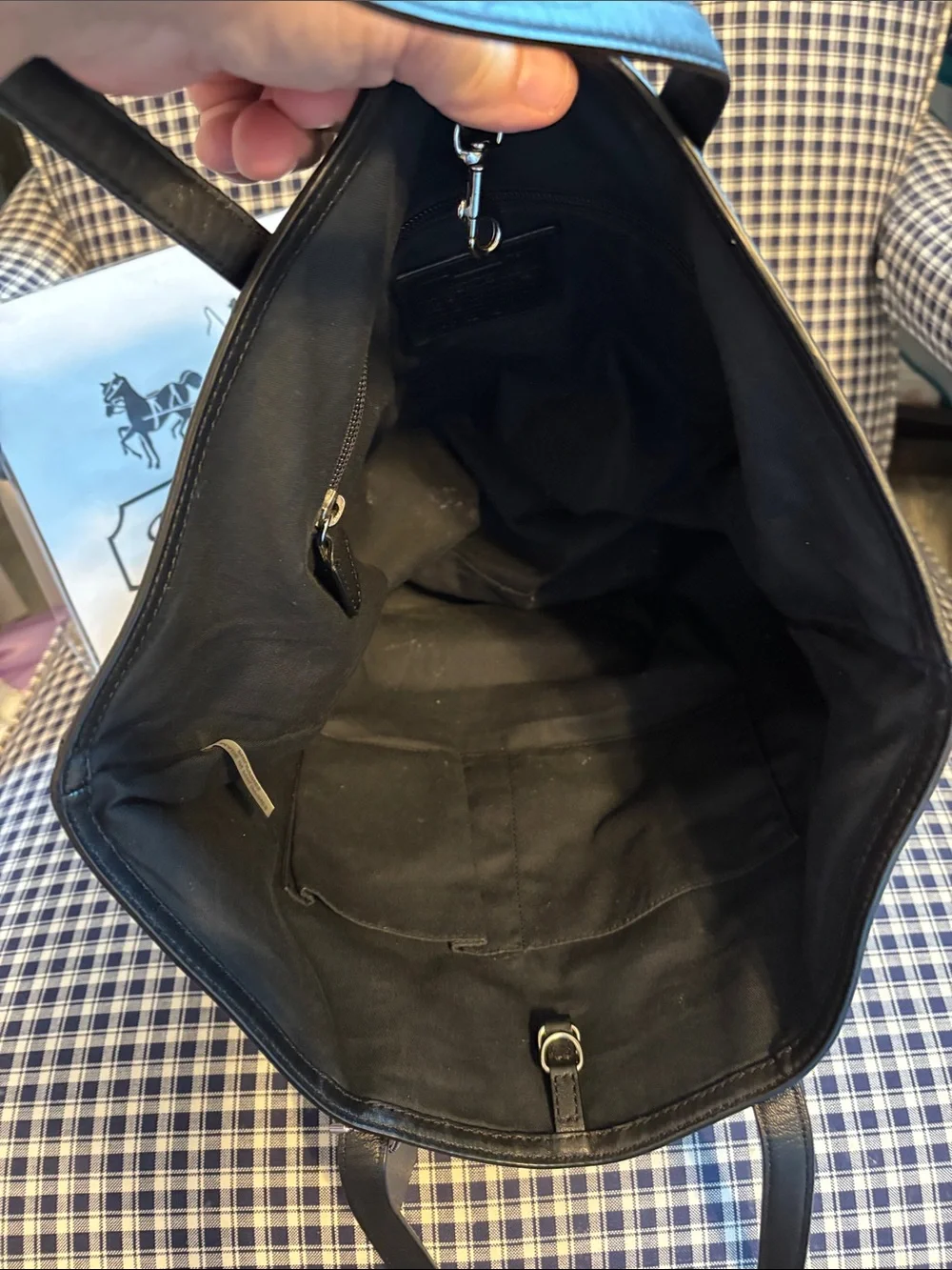 Coach legacy Black Leather turnlock Tote Bag with Tassel